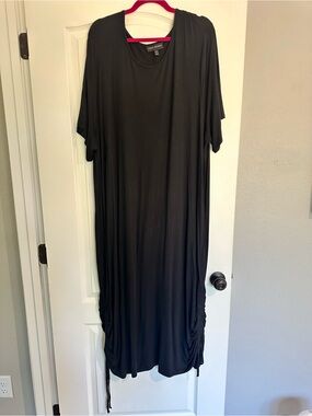 Lane Bryant Black Short-Sleeve Maxi with Side Ruching